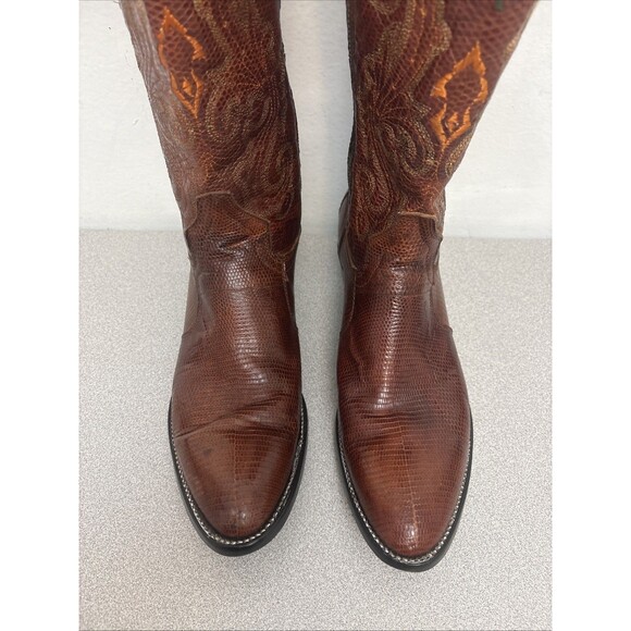 Corral Genuine Lizard, Rare Side Zip, Mens Boots, Cognac Brown, Size 10.5 D EUC main image 7
